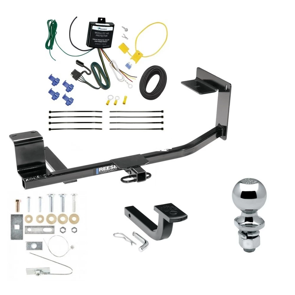 Tow Package For 06-14 Volkswagen Jetta Sedan Exc TDI 2005 New Body 10-14 Golf Wagon 11-14 Jetta SportWagen Exc TDI Trailer Hitch w/ Wiring Draw-Bar 2" Ball 1-1/4" Receiver Reese
