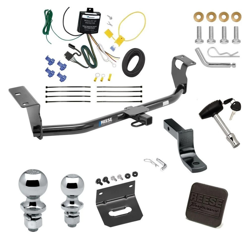 Ultimate Tow Package For 08-08 Toyota Corolla Trailer Hitch w/ Wiring Draw-Bar Dual 2" and 1-7/8" Ball Lock Bracket Cover 1-1/4" Receiver Reese