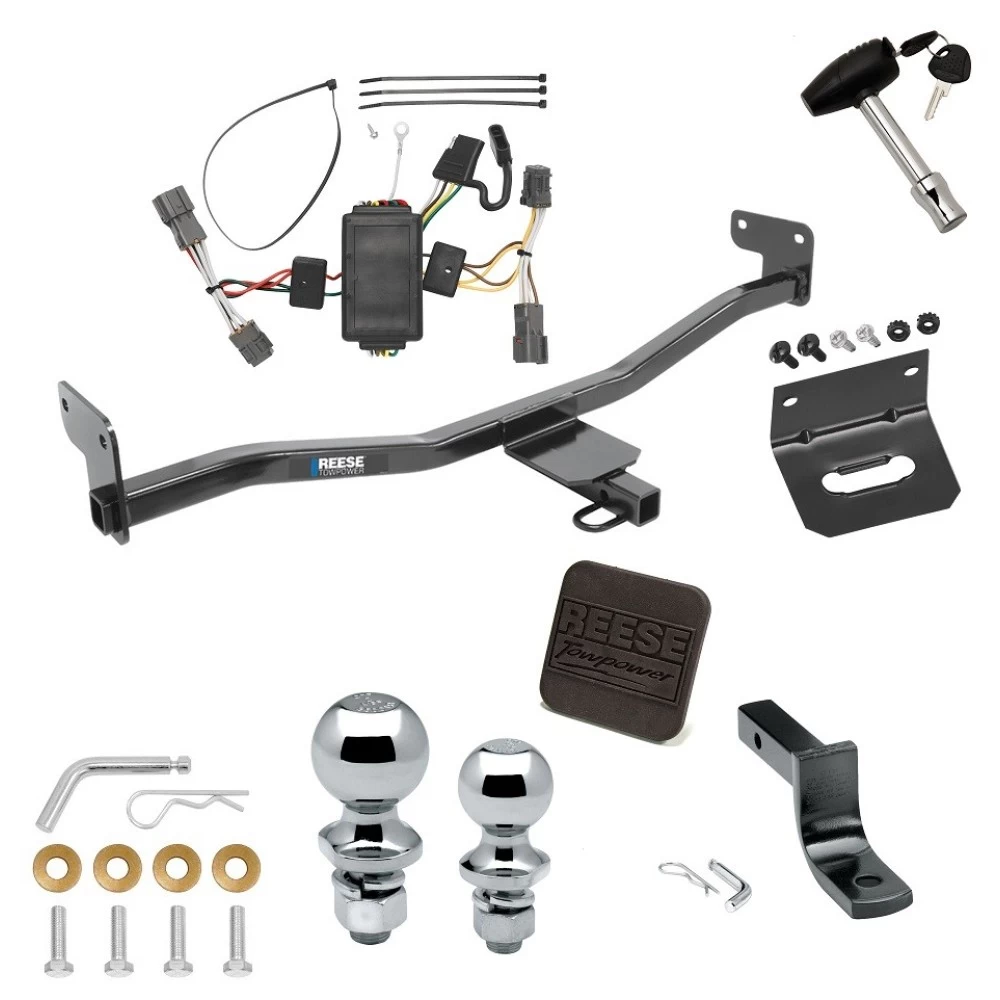 Ultimate Tow Package For 14-19 KIA Soul w/ LED Taillights Trailer Hitch w/ Wiring Draw-Bar Dual 2" and 1-7/8" Ball Lock Bracket Cover 1-1/4" Receiver Reese