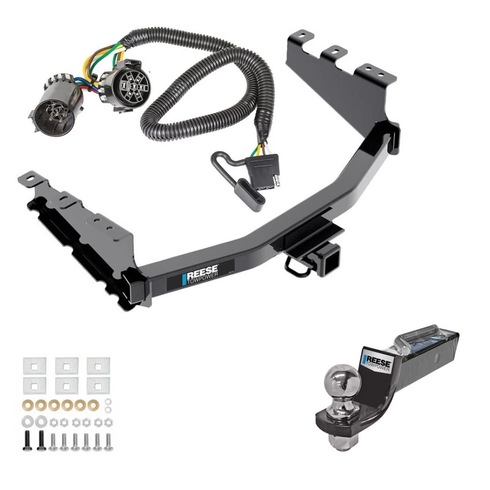 Tow Package For 14-18 Chevy Silverado GMC Sierra 1500 (2019 LD & Legacy) Trailer Hitch w/ Wiring 2" Drop Mount 2" Ball 2" Receiver Reese