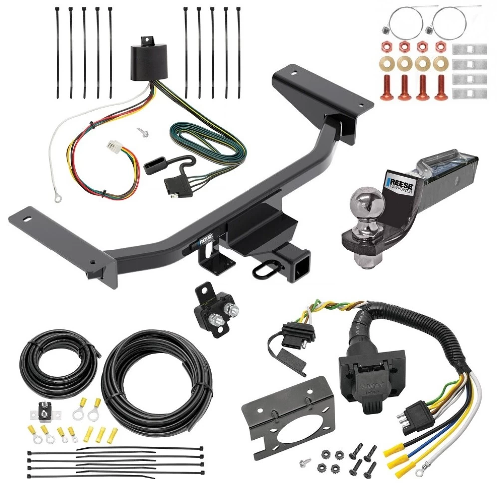 Trailer Hitch Tow Package w/ 7-Way RV Wiring For 16-23 Mazda CX-9 All Models w/ 2" Drop Mount 2" Ball Class 3 2" Receiver Reese