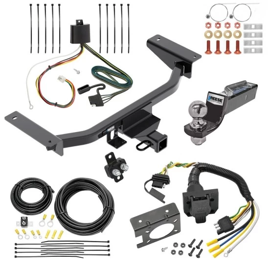 Trailer Hitch Tow Package w/ 7-Way RV Wiring For 16-23 Mazda CX-9 All Models w/ 2" Drop Mount 2" Ball Class 3 2" Receiver Reese