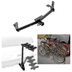 Trailer Hitch w/ 4 Bike Rack For 05-17 Chevy Equinox 10-17 GMC Terrain 06-09 Torrent 02-07 Saturn Vue Approved for Recreational & Offroad Use Carrier for Adult Woman or Child Bicycles Foldable