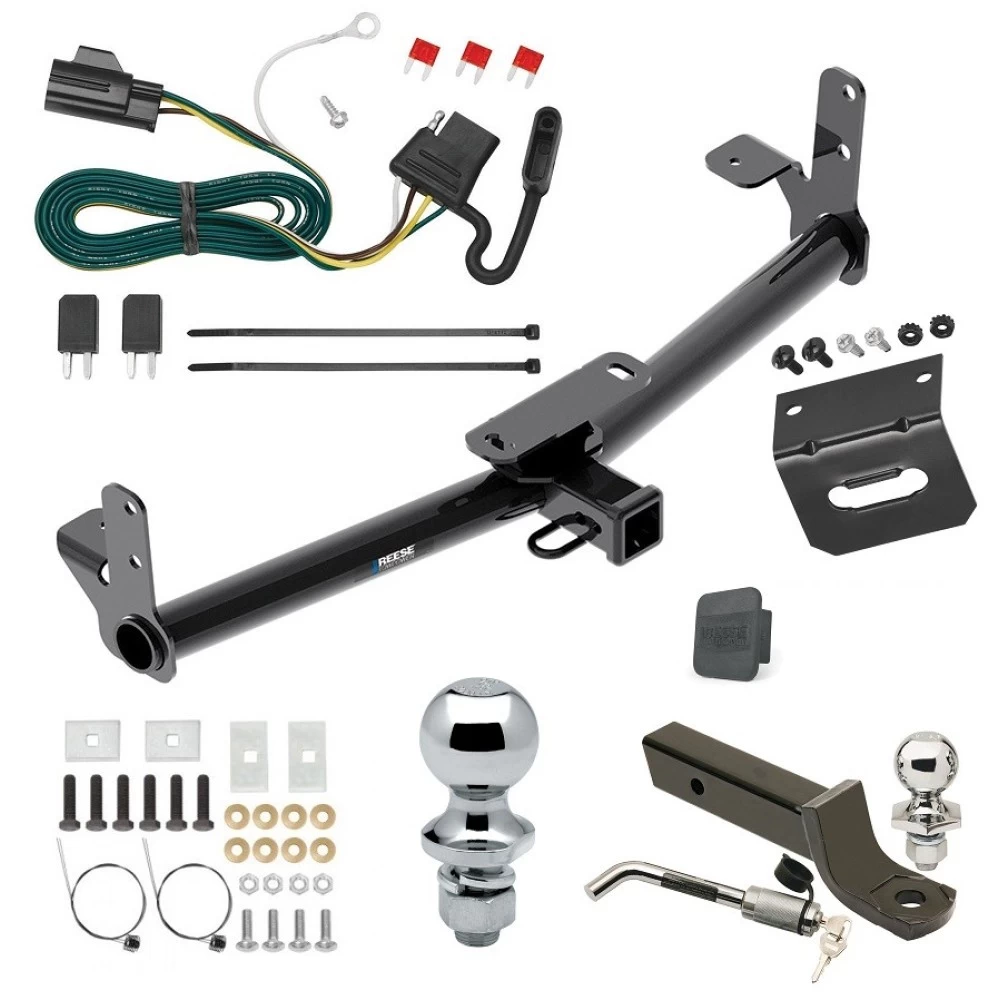 Ultimate Tow Package For 07-09 Chevrolet Equinox Pontiac Torrent Trailer Hitch w/ Wiring 2" Drop Mount Dual 2" and 1-7/8" Ball Lock Bracket Cover 2" Receiver Reese