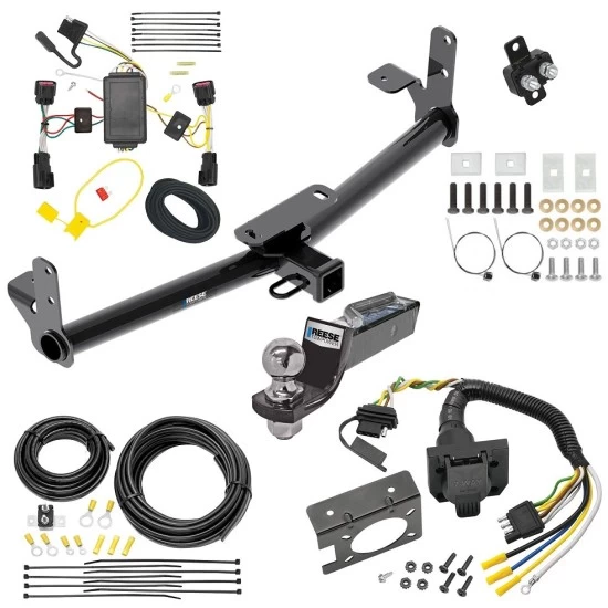 Trailer Hitch Tow Package w/ 7-Way RV Wiring For 10-17 Chevrolet Equinox GMC Terrain w/ 2" Drop Mount 2" Ball Class 3 2" Receiver All Models Reese