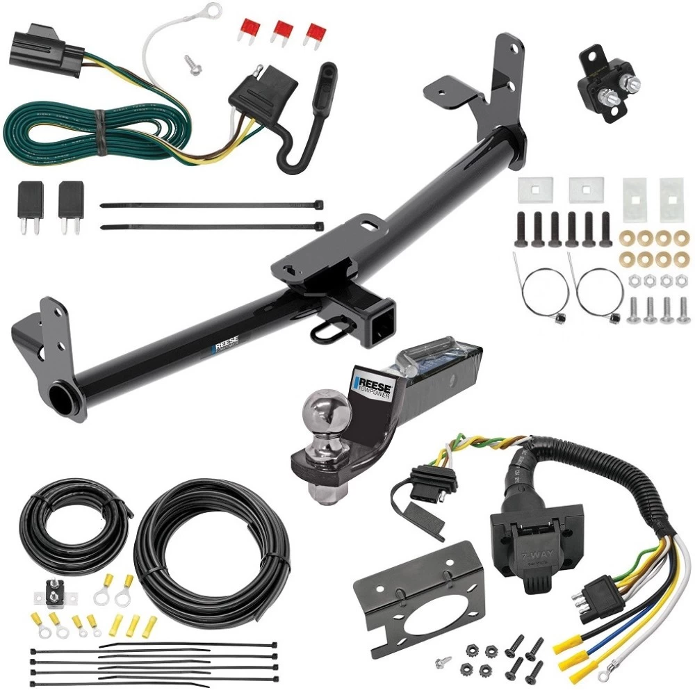 Trailer Hitch Tow Package w/ 7-Way RV Wiring For 07-09 Chevrolet Equinox Pontiac Torrent w/ 2" Drop Mount 2" Ball Class 3 2" Receiver All Models Reese