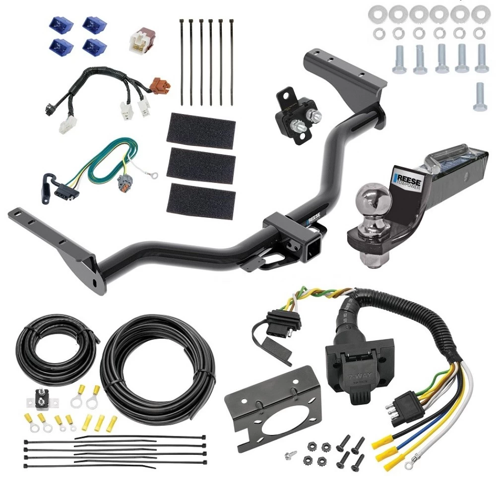 Trailer Hitch Tow Package w/ 7-Way RV Wiring For 13-20 Nissan Pathfinder 14-20 INFINITI QX60 w/ 2" Drop Mount 2" Ball Class 4 2" Receiver Reese