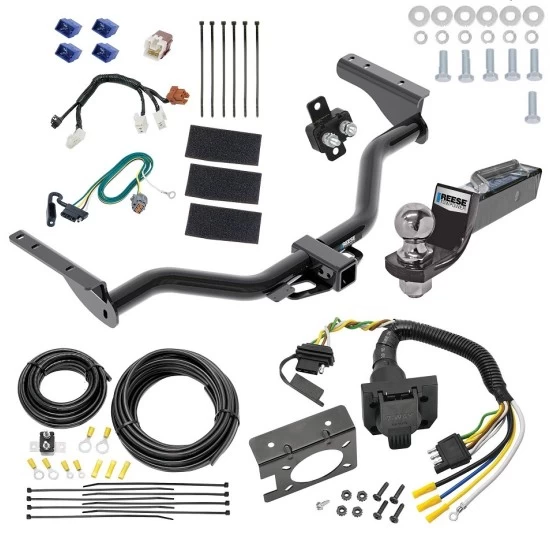 Trailer Hitch Tow Package w/ 7-Way RV Wiring For 13-20 Nissan Pathfinder 14-20 INFINITI QX60 w/ 2" Drop Mount 2" Ball Class 4 2" Receiver Reese