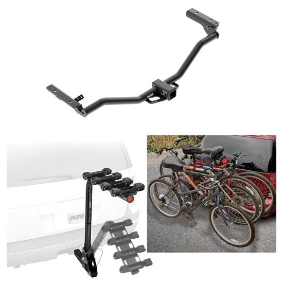 Trailer Hitch w/ 4 Bike Rack For 11-19 Ford Explorer Approved for Recreational & Offroad Use Carrier for Adult Woman or Child Bicycles Foldable
