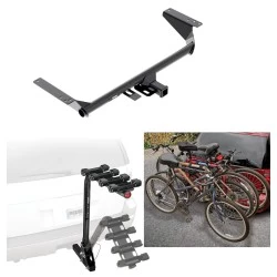 Trailer Hitch w/ 4 Bike Rack For 17-25 Chrysler Pacifica Except Hybrid 20-25 Voyager 22-23 Grand Caravan Approved for Recreational & Offroad Use Carrier for Adult Woman or Child Bicycles Foldable