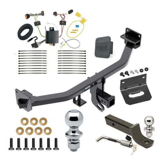 Ultimate Tow Package For 17-22 KIA Sportage All Models Trailer Hitch w/ Wiring 2" Drop Mount Dual 2" and 1-7/8" Ball Lock Bracket Cover 2" Receiver Reese