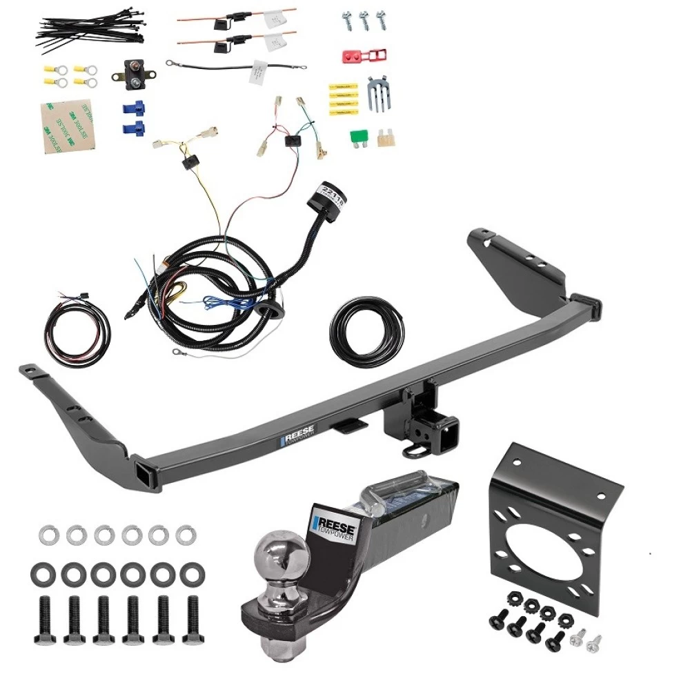 Trailer Hitch Tow Package w/ 7-Way RV Wiring For 15-20 Toyota Sienna Except SE w/ 2" Drop Mount 2" Ball Class 3 2" Receiver Except SE Reese