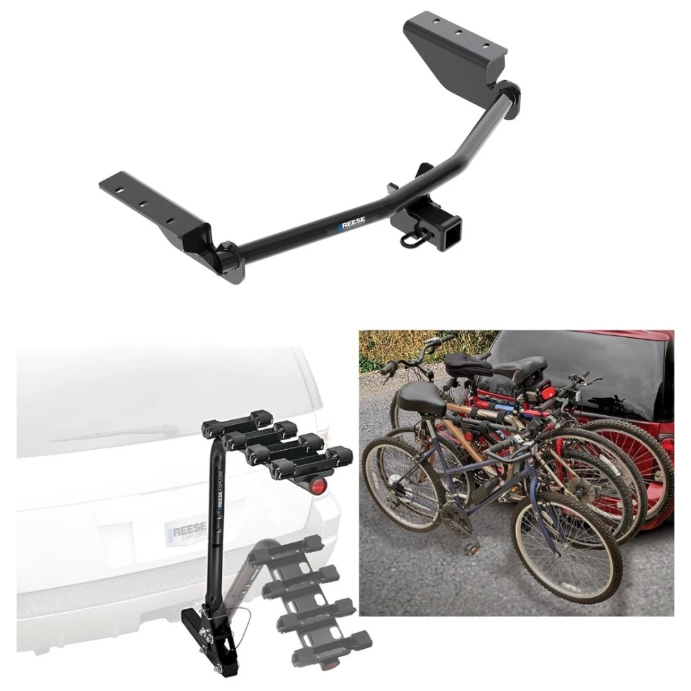 Trailer Hitch w/ 4 Bike Rack For 13-18 Toyota RAV4 Approved for Recreational & Offroad Use Carrier for Adult Woman or Child Bicycles Foldable