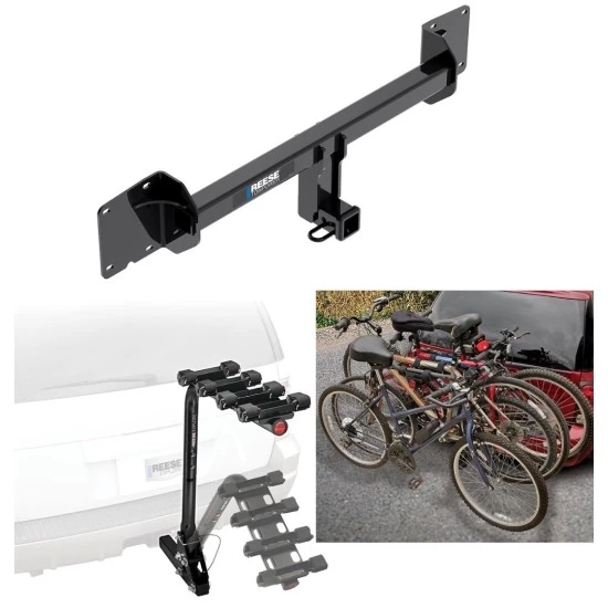 Trailer Hitch w/ 4 Bike Rack For 16-23 Tesla X Approved for Recreational & Offroad Use Carrier for Adult Woman or Child Bicycles Foldable