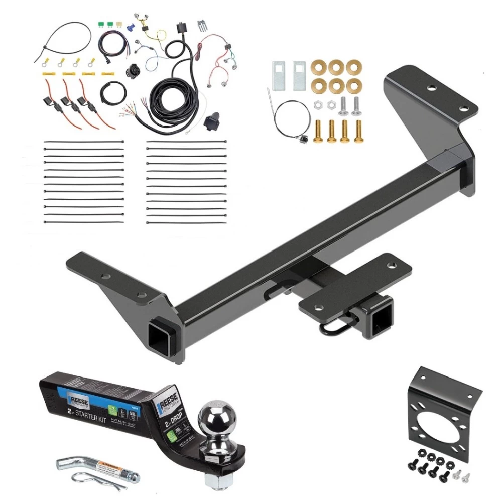 Custom Fit Trailer HitchTow Harness Wiring Package (7-Way) 2" Drop Ball-Mount w/ Pin/Clip 7-Way Mounting Bracket 2" Chrome Ball Installation Hardware Installation Instructions 84238 22117 20212 7080500 Reese Class 4 7K Trailer Hitch Tow Package Class 4 7K Trailer Hitch Tow Package w/ 7-Way RV Wiring For 16-23 Toyota Tacoma w/ 2" Drop Mount 2" Ball 2" Receiver All Models Reese