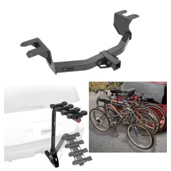 Trailer Hitch w/ 4 Bike Rack For 19-25 Chevy GMC Silverado Sierra 1500 2022 LTD Limited w/o OEM Hitch Approved for Recreational & Offroad Use Carrier for Adult Woman or Child Bicycles Foldable