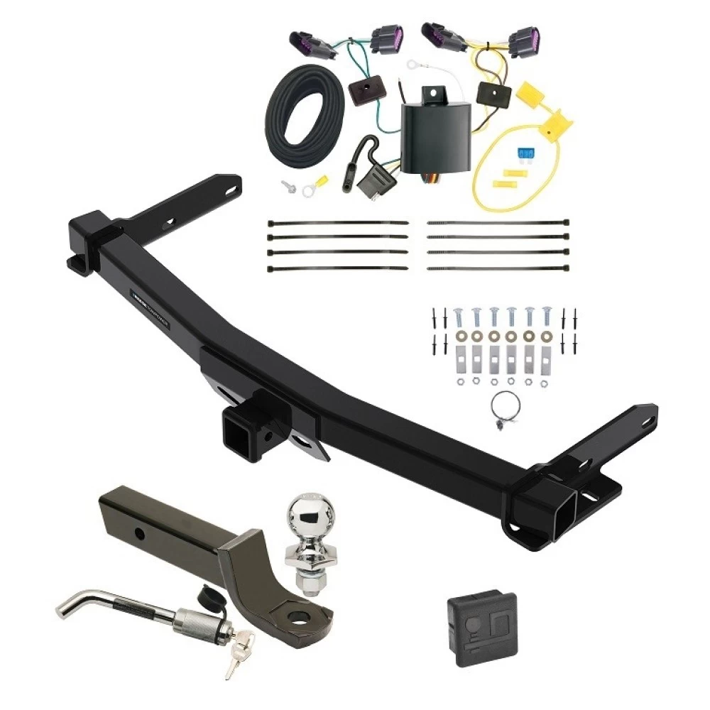 Custom Fit Trailer Hitch Wiring Harness (Plug & Play) 2" Drop Ball-Mount w/ Locking Pin/Clip 2" Chrome BallRubber Hitch Plug Cover Installation Hardware Installation Instructions 84432 118617 7005111 7010 Reese Trailer Tow Hitch 14-23 Dodge Reese Trailer Tow Hitch For 14-23 Dodge Durango All Styles Deluxe Package Wiring 2" Ball Mount and Lock