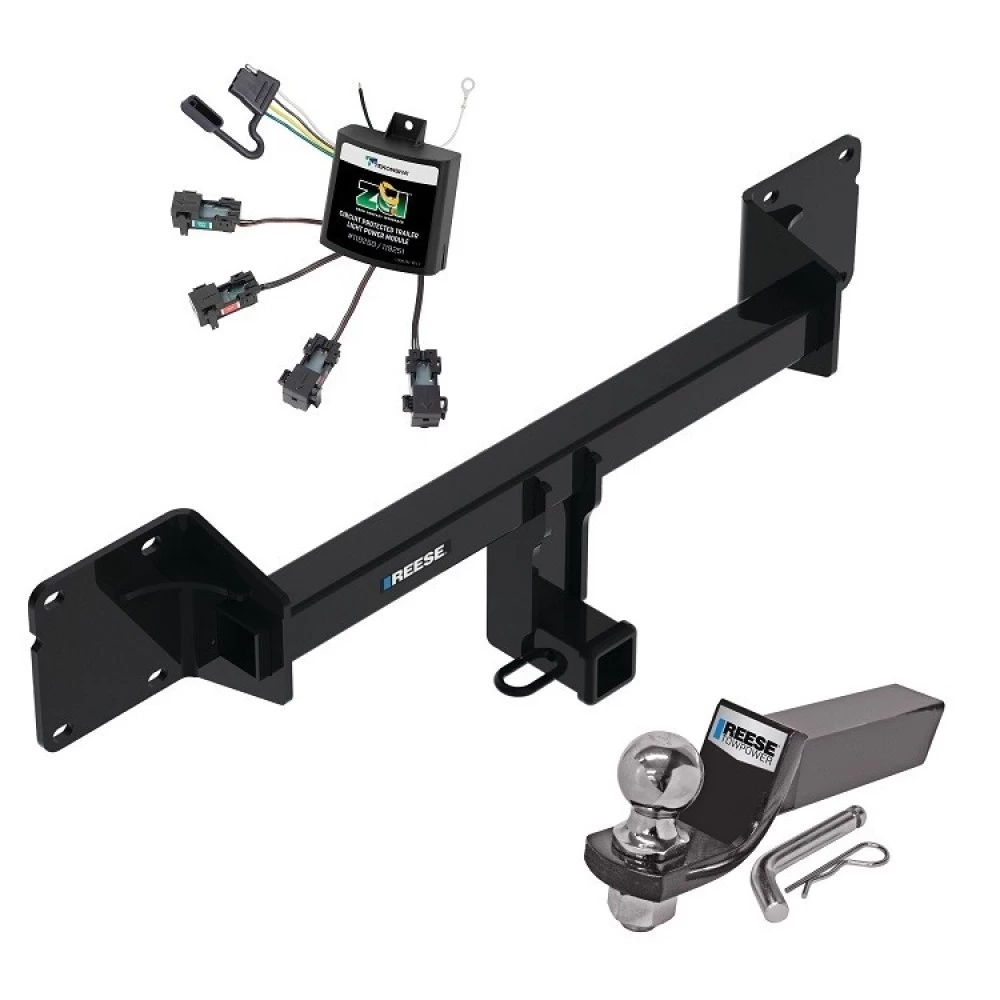 Reese Trailer Tow Hitch For 21-27 Mercedes GLE SUV All Models Complete Package w/ Zero Contact Wiring Harness Kit and 2" Ball
