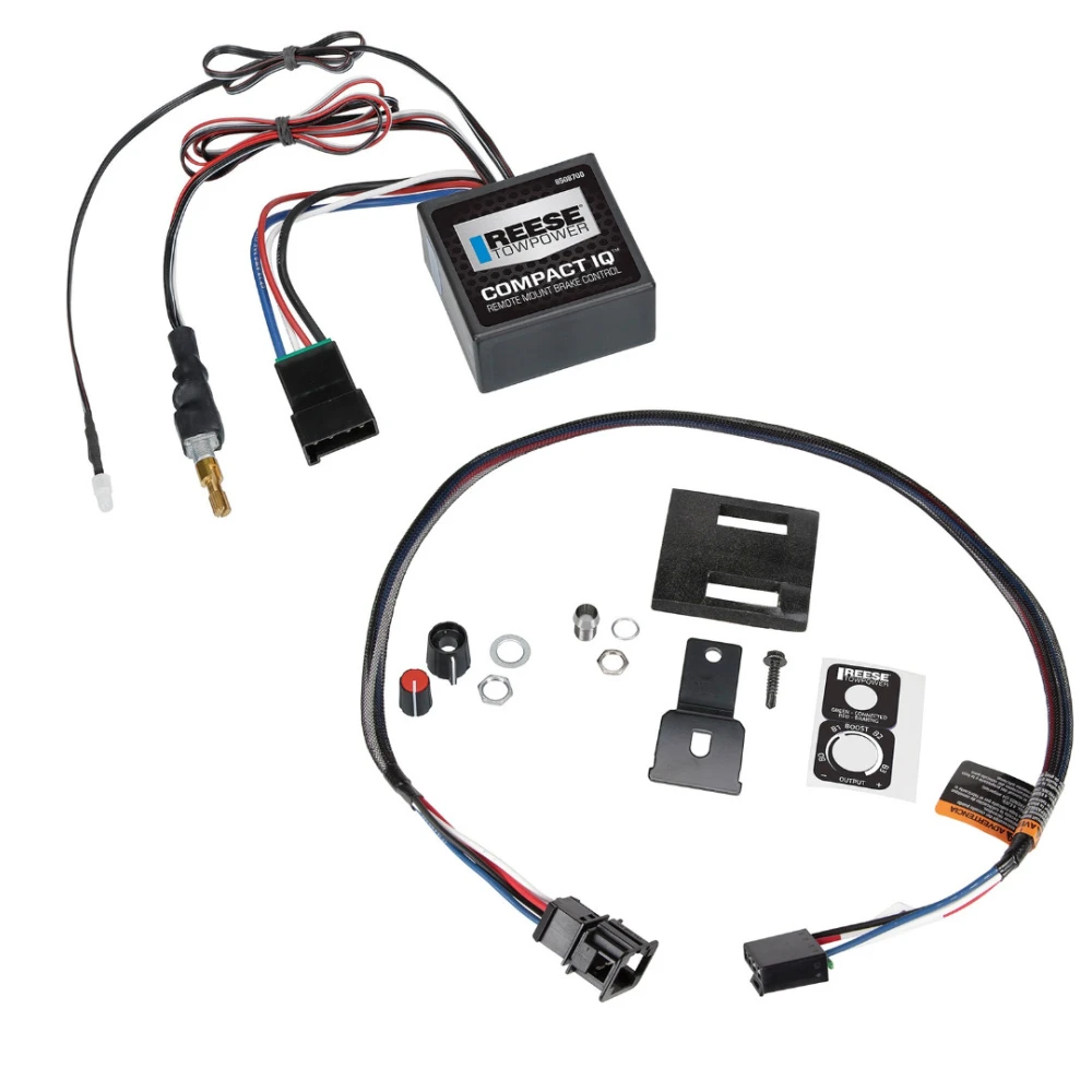 Reese Compact IQ Hidden Trailer Brake Control for 18-20 VW Atlas 2020 Cross Sport 11-17 VW Touareg 11-25 Porsche Cayenne Audi Q5 07-25 Q7 18-25 SQ5 w/ Plug Play Wiring Adapter Proportional Trailer Brakes Module Box Controller 1-3 Axle