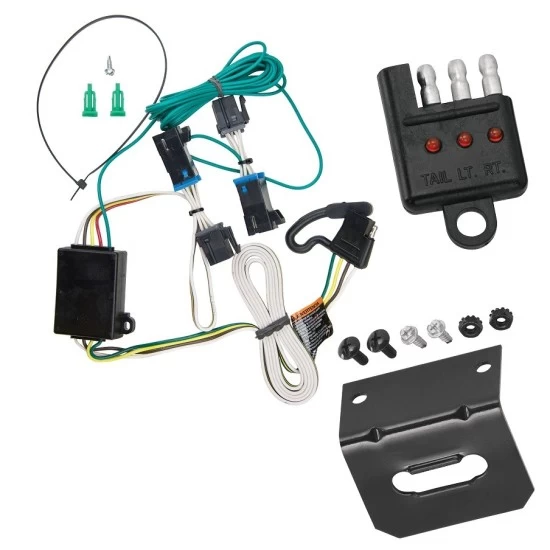 Trailer Wiring and Bracket w/ Light Tester For 00-02 Chevy Express GMC Savana 1500 2500 3500 Plug & Play 4-Flat Harness