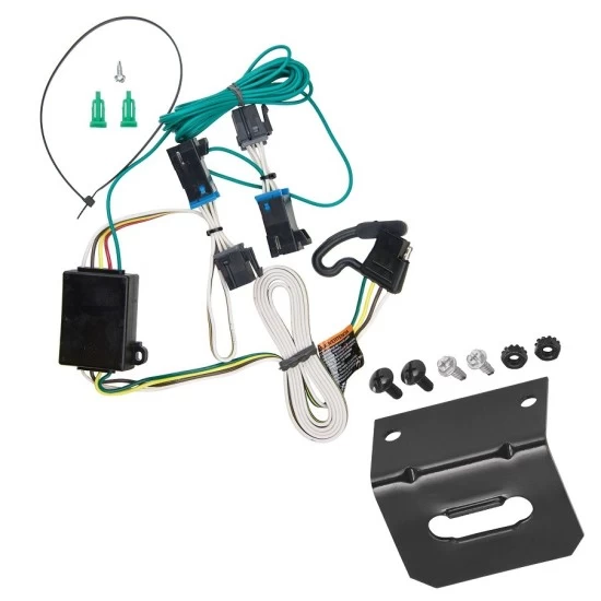  Trailer Wiring and Bracket For 00-02 Chevy Express GMC Savana 1500 2500 3500 Plug & Play 4-Flat Harness