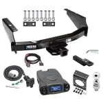Class 5 10K Trailer Hitch Tow Package Prodigy P3 Brake Control For 99-04 Ford F-250 F-350 Super Duty Standard Bed & Bumper w/ 7-Way RV Wiring 2" Drop Mount 2" Ball Class 4 2" Receiver Reese Tekonsha