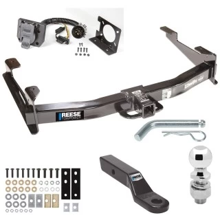 Class 5 13K Trailer Hitch Tow Package w/ 7-Way RV Wiring For 01-10 Chevy Silverado GMC Sierra 2500 HD 3500 HD 2007 Classic 97-99 Mercury Mountaineer 95-00 Ford Explorer w/ 2-5/16" Ball 2" Drop Mount 2" Receiver All Models Reese
