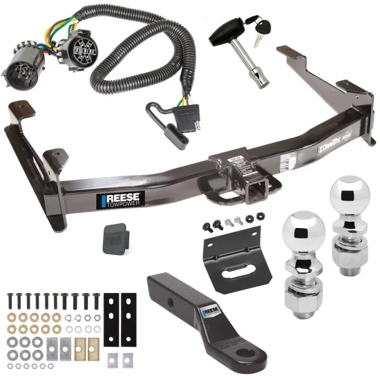 Ultimate Class 5 13K Tow Package For 01-10 Chevy Silverado GMC Sierra 2500 HD 3500 HD 2007 Classic 07-10 3500HD 97-99 Mercury Mountaineer 95-00 Ford Explorer Trailer Hitch w/ Wiring Dual 2" and 2-5/16" Ball 2" Drop Mount Lock Bracket Cover 