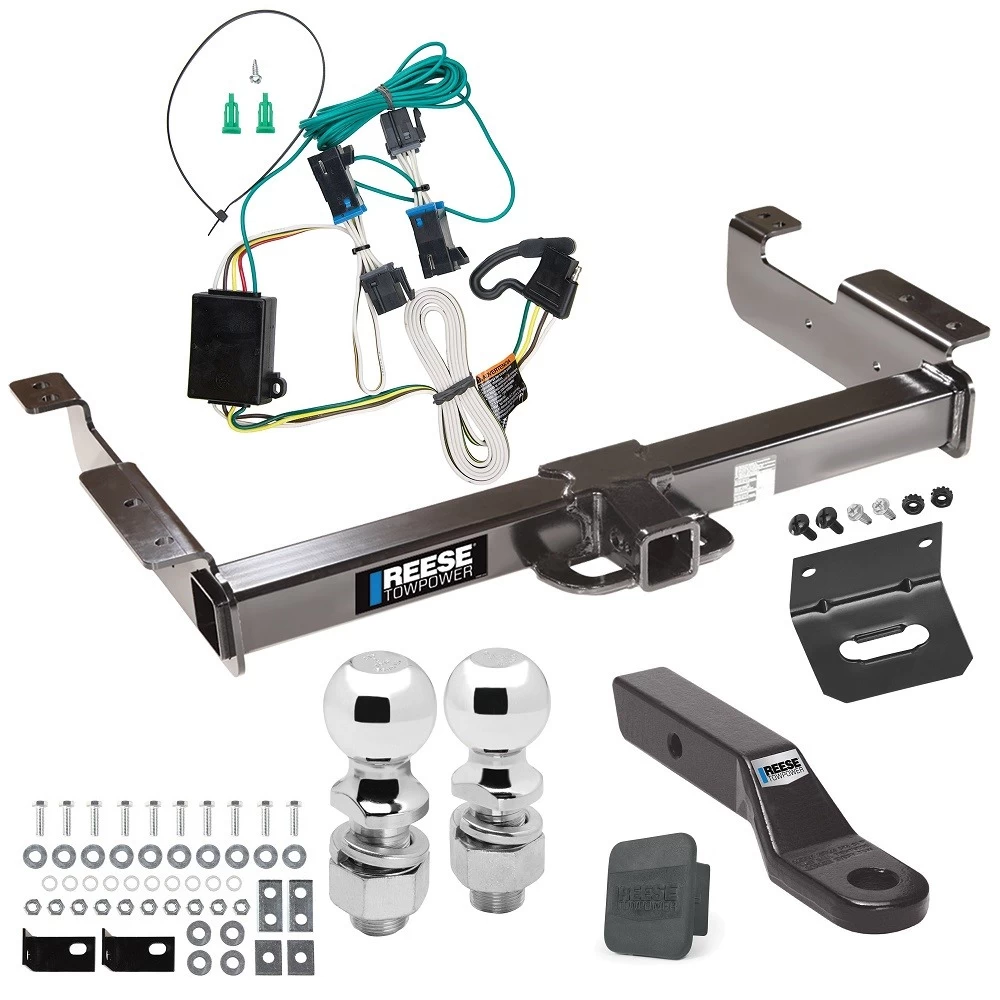 Ultimate Class V 10K Tow Package For 00-02 Chevrolet Express GMC Savana 1500 2500 3500 Trailer Hitch w/ Wiring Dual 2" and 2-5/16" Ball 2" Drop Mount Lock Bracket Cover 2" Receiver Reese