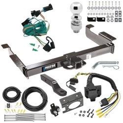 Class 5 10K Trailer Hitch Tow Package w/ 7-Way RV Wiring For 96-99 Chevy Express GMC Savana 1500 2500 3500 w/ 2-5/16" Ball 2" Drop Mount 2" Receiver Reese