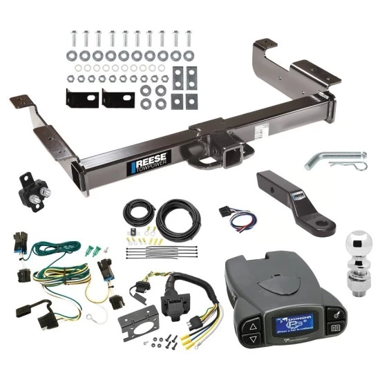 Class 5 10K Trailer Hitch Tow Package Prodigy P3 Brake Control For 03-27 Chevy Express GMC Savana 1500 2500 3500 w/ 7-Way RV Wiring 2-5/16" Ball 2" Drop Mount 2" Receiver Reese Tekonsha