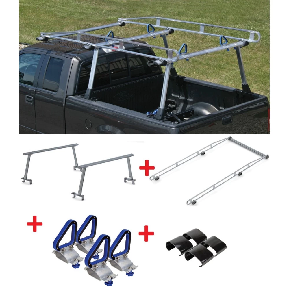 Reese Truck Bed Ladder Rack Cross Bars 800lb + Top Rail Kit + Protective Glides + Load Stops Fits all pick up trucks long & short beds no drilling