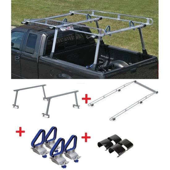Reese Truck Bed Ladder Rack Cross Bars 800lb + Top Rail Kit + Protective Glides + Load Stops Fits all pick up trucks long & short beds no drilling