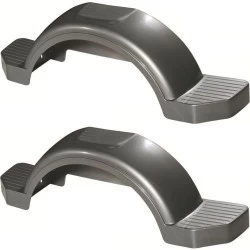 Set of 2 Silver Fulton Single Axle Trailer Fenders 15" Wheels Triple Step 45" Long Boat Utility Sale Replacement