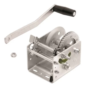 Fulton 2-Speed Heavy Duty Trailer Winch 2,000 Lbs. 6-1/4" Manual Handle Crank Holes On Center Tuck SUV Strap or Rope Marine Sale Boat