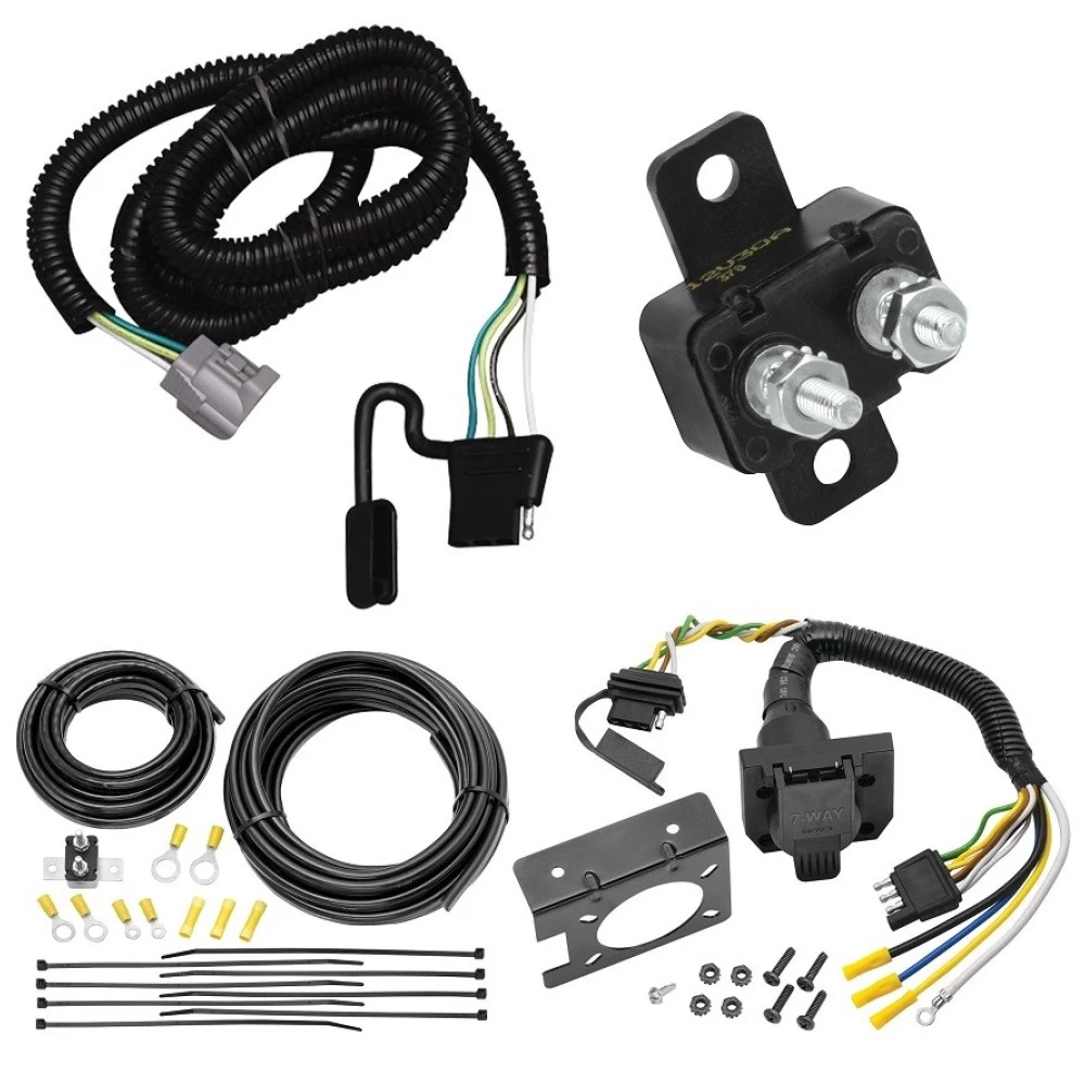 Trailer Hitch 7 Way RV Wiring Kit For 01-03 Toyota Highlander 4Runner Lexus RX300 w/ OEM 4-Flat Plug Prong Pin Brake Control Ready