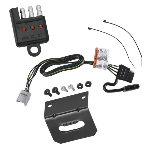 Trailer Wiring and Bracket w/ Light Tester For 20-26 Toyota Highlander w/ OEM Tow Package 4-Flat Harness Plug Play