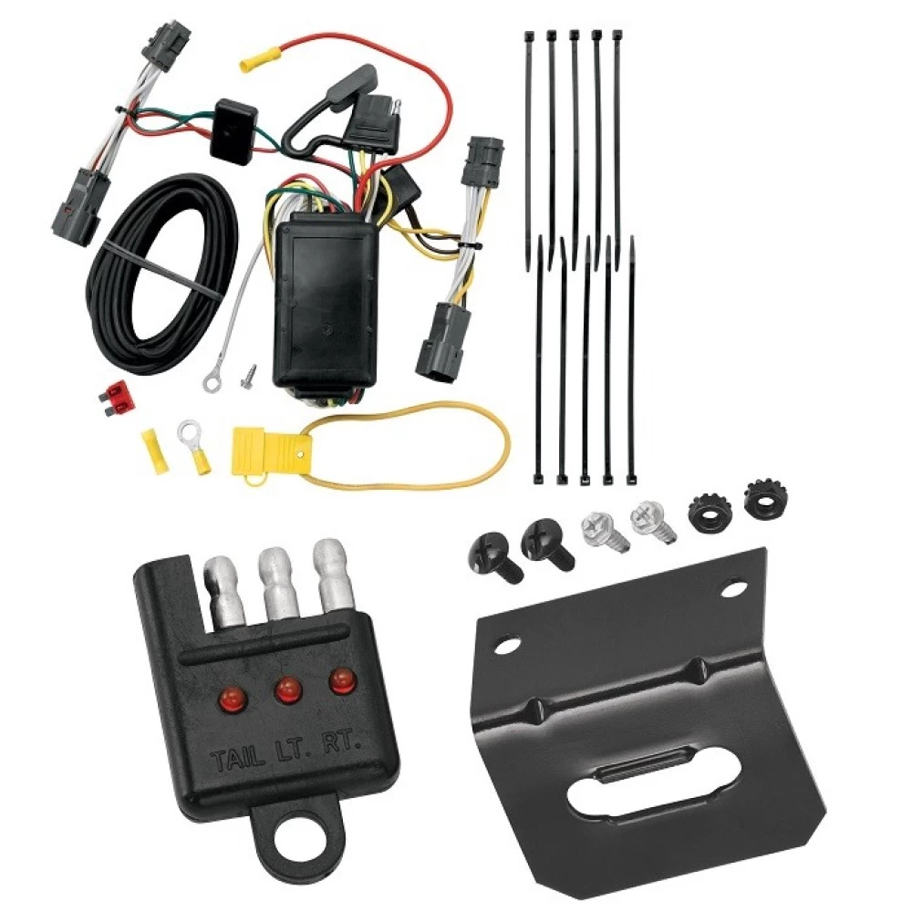 Trailer Wiring and Bracket w/ Light Tester For 06-14 KIA Sedona 07-08 Hyundai Entourage Plug & Play 4-Flat Harness