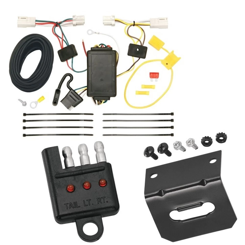 Trailer Wiring and Bracket w/ Light Tester For 10-17 Mitsubishi Lancer 11-19 Outlander Sport 11-12 RVR Plug & Play 4-Flat Harness