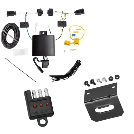 Trailer Wiring and Bracket w/ Light Tester For 18-25 Alfa Romeo Stelvio Plug & Play 4-Flat Harness