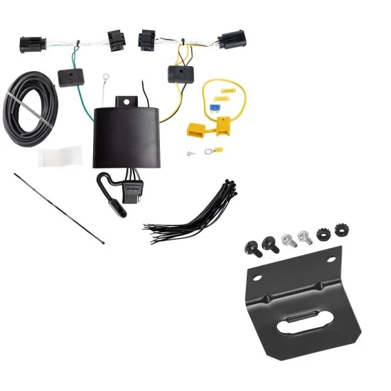 Trailer Wiring and Bracket For 18-25 Alfa Romeo Stelvio Plug & Play 4-Flat Harness