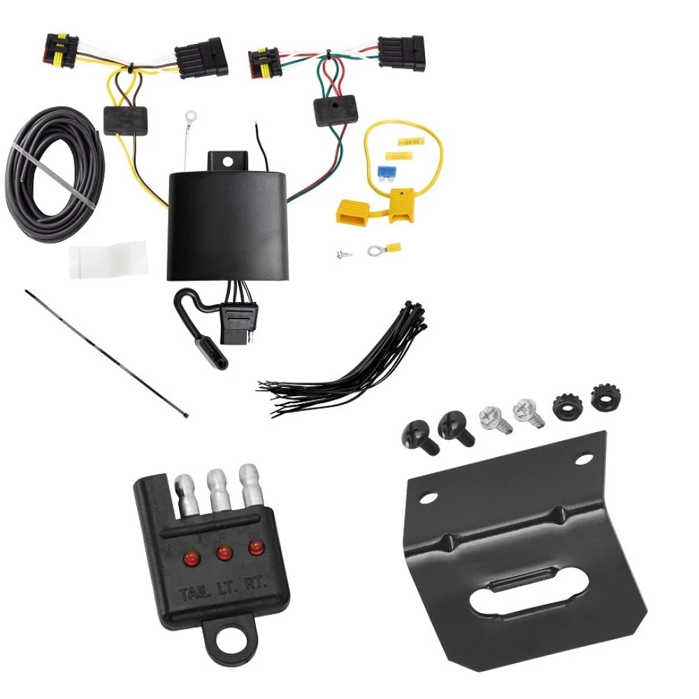 Trailer Wiring and Bracket w/ Light Tester For 19-25 INFINITI QX50 Plug & Play 4-Flat Harness