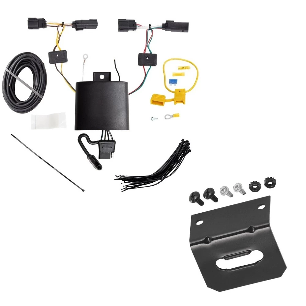 Trailer Wiring and Bracket For 19-24 Ford Edge Titanium ST Plug & Play 4-Flat Harness