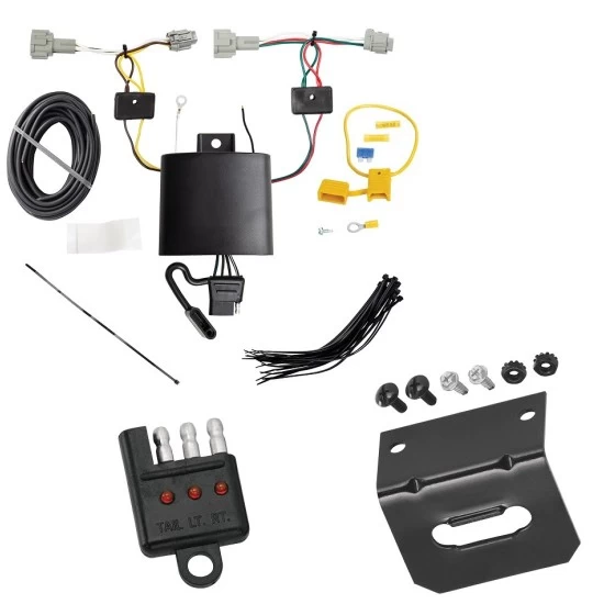 Trailer Wiring and Bracket w/ Light Tester For 21-27 Nissan Rogue Plug & Play 4-Flat Harness