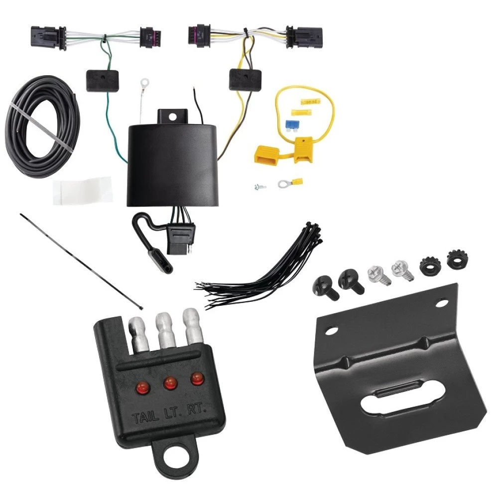 Trailer Wiring and Bracket w/ Light Tester For 21-23 Tesla Y All Styles Plug & Play 4-Flat Harness
