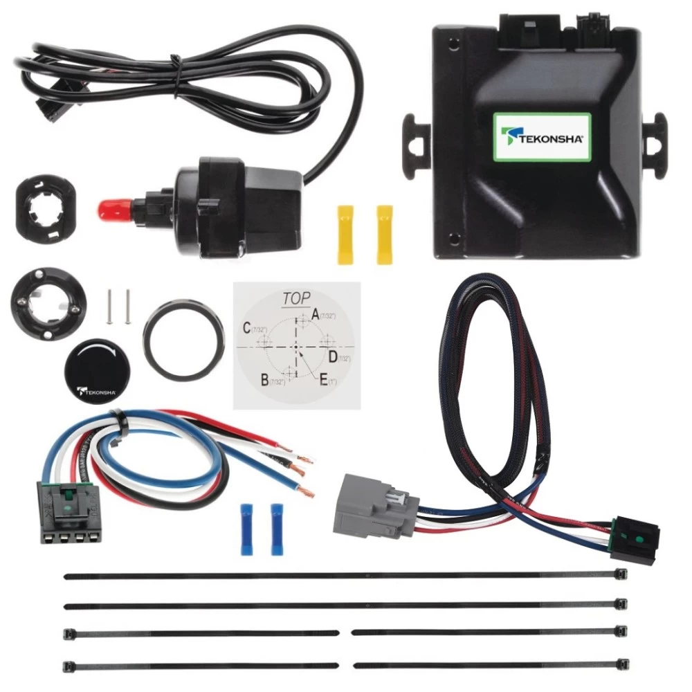 Tekonsha Prodigy iD Trailer Brake Control for 20-25 Jeep Gladiator 18-25 Wrangler JL w/ Plug Play Wiring Adapter Bluetooth Edge App Proportional Module Box Controller