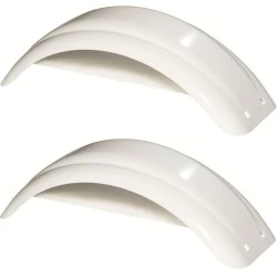 Set of 2 White Fulton Single Axle Trailer Fenders 8" to 12" Wheels 20.25" Long Boat Utility Sale Replacement