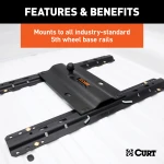 16911 - Custom 5th Wheel Brackets, Select Ford F-150 Curt 25K Gooseneck Trailer Hitch Bent Plate with Reese Rails for Ford