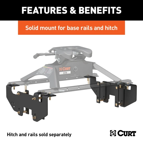 16419 - Custom 5th Wheel Brackets, Select Dodge Ram 1500 (Except Extended Crew Cab) Curt A16 Dual Jaw 5th Wheel Hitch for 2002-2008 Dodge Ram 1500