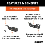 16424 - Custom 5th Wheel Brackets, Select Ford F-250, F-350, F-450 Super Duty Curt A20 5th Wheel Hitch for Ford trucks, 20K towing capacity